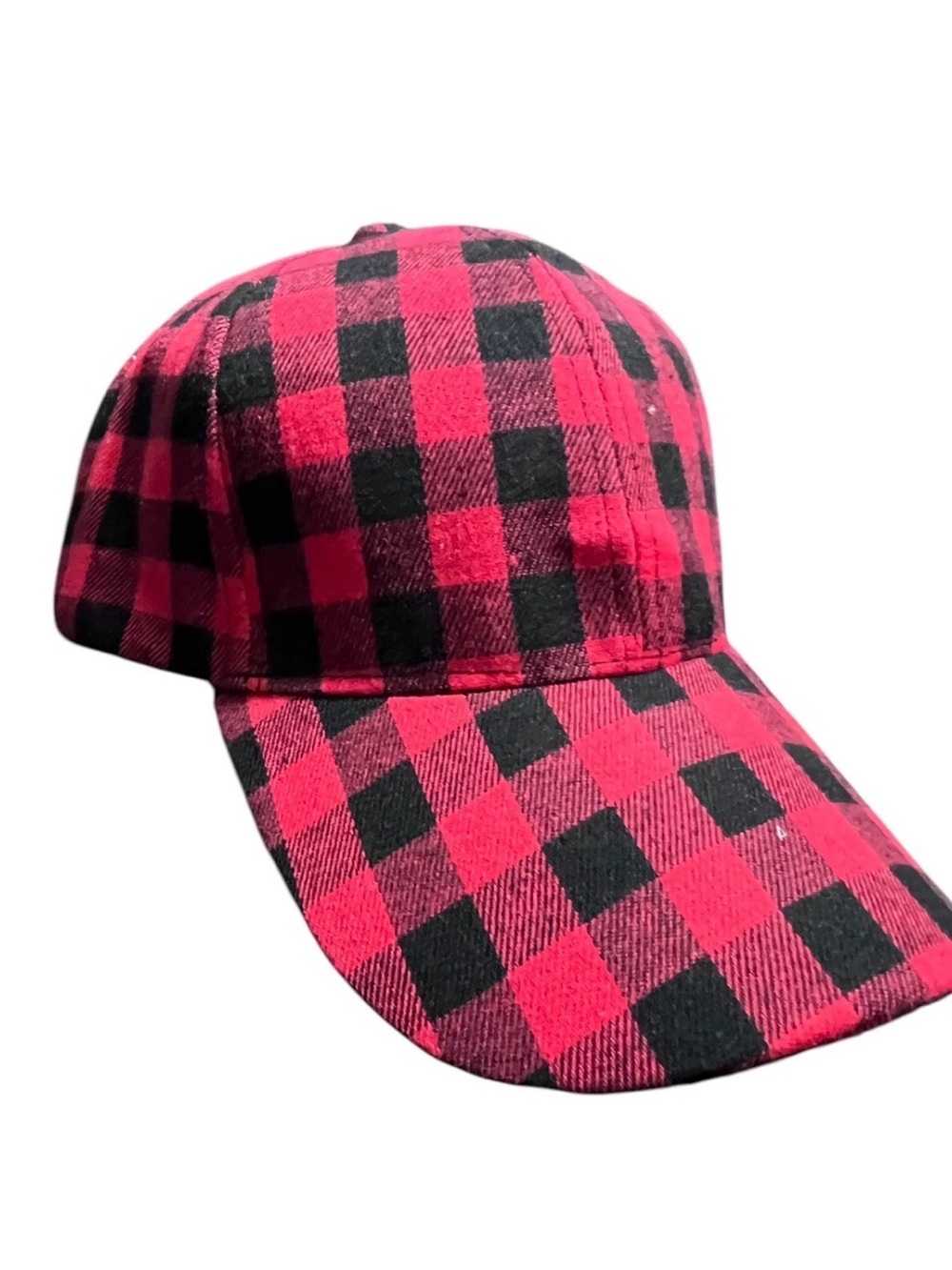 Women’s Red Black Buffalo Plaid Baseball Cap Western Cabincore Adjustable Hat